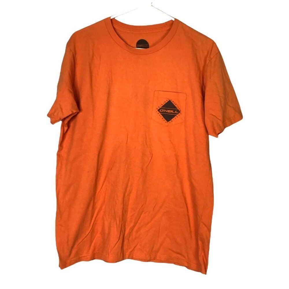 O´Neill Graphic Pocket Tee M 100% Cotton Solid Orange T-Shirt Retro Surf Skate